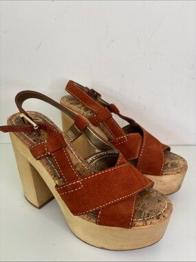 Sam Edelman Suede wooden Platform Sandals 6M